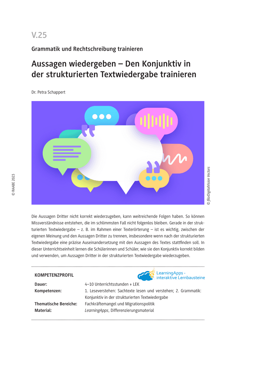Den Konjunktiv in der strukturierten Textwiedergabe trainieren