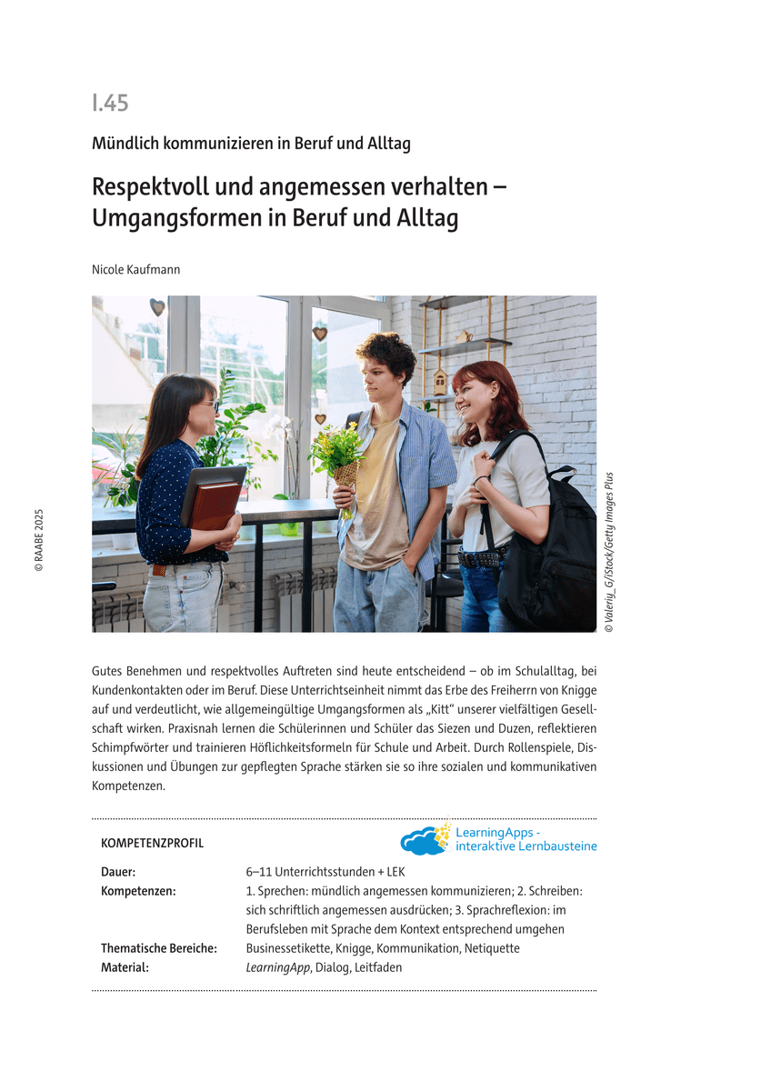 Umgangsformen in Beruf und Alltag