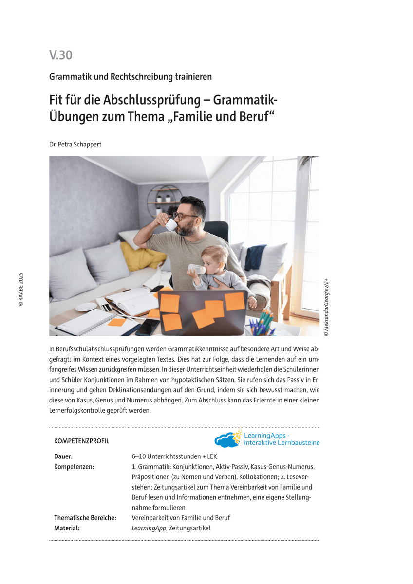 Grammatik-Übungen zum Thema „Familie und Beruf“