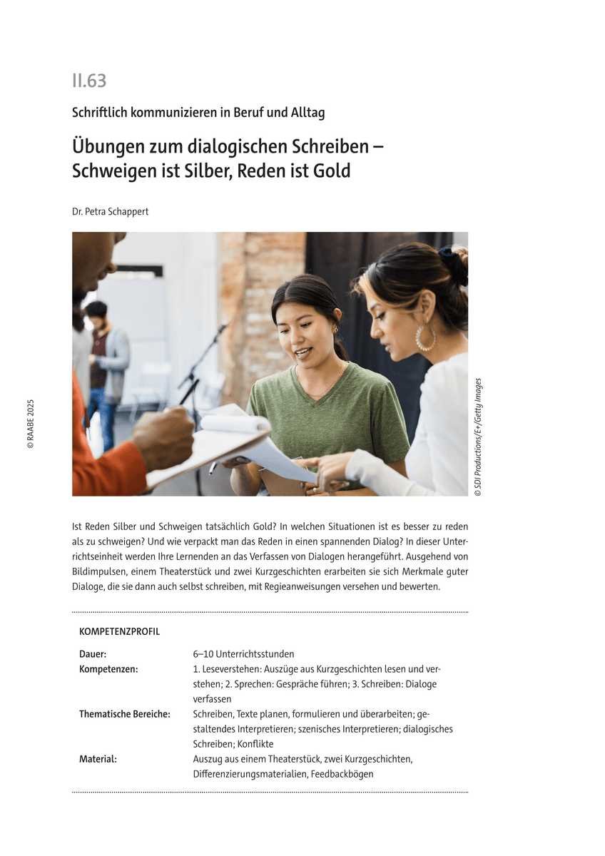 Übungen zum dialogischen Schreiben