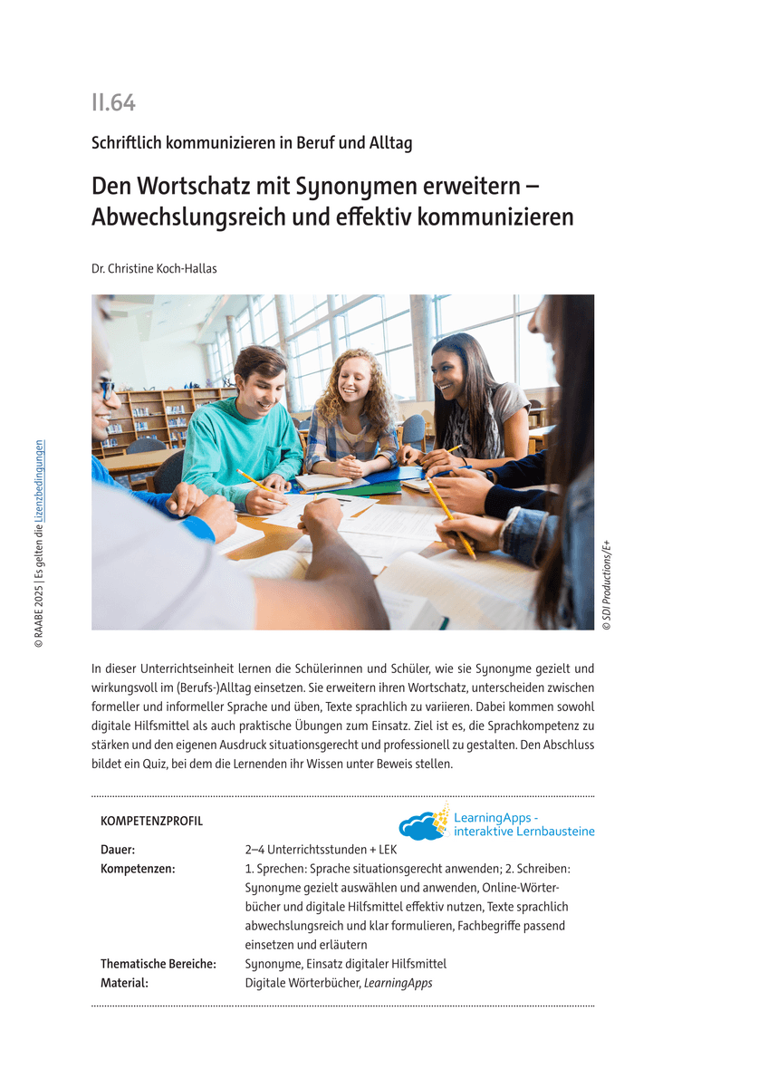 Den Wortschatz mit Synonymen erweitern