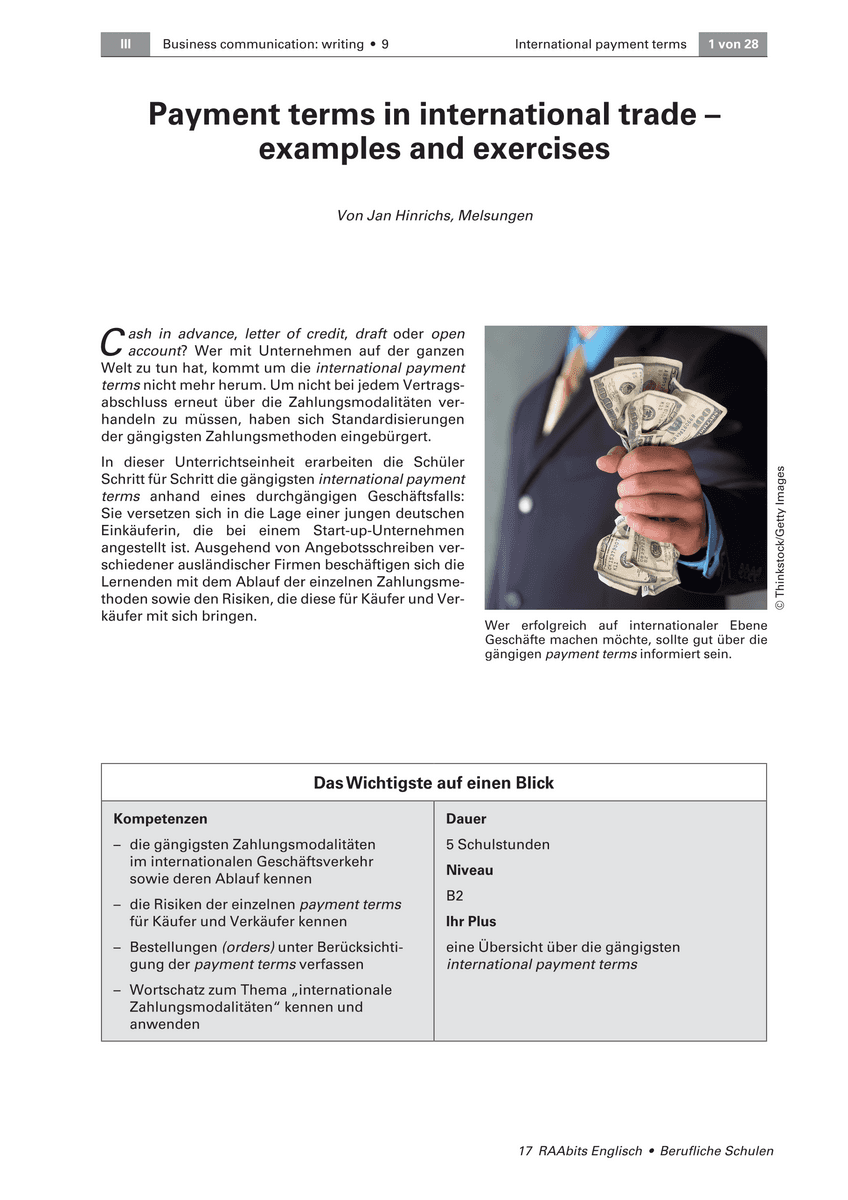 Payment terms in international trade