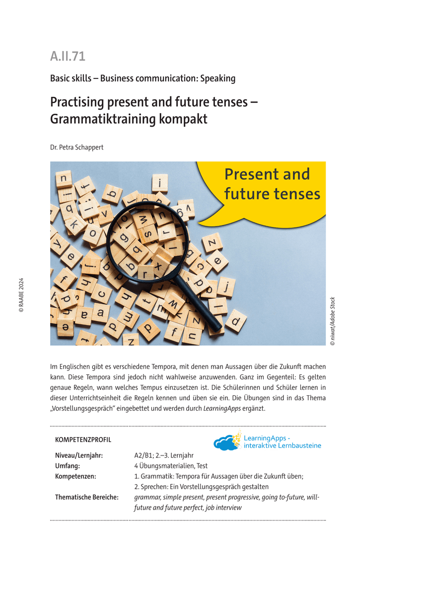 Practising present and future tenses