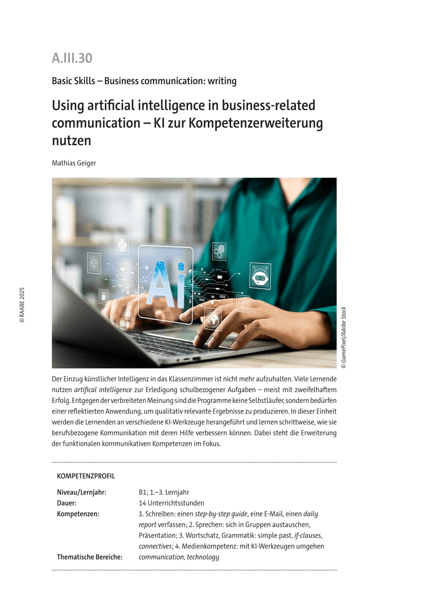 Using artificial intelligence in business-related communication