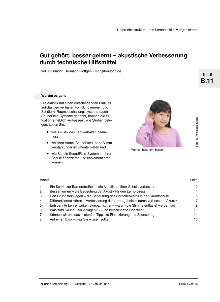 Gut gehört, besser gelernt - akustische Verbesserung durch technische Hilfsmitte