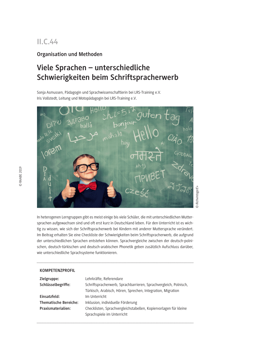 Unterschiedliche Schwierigkeiten beim Schriftspracherwerb