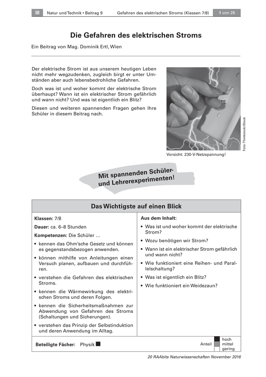 Die Gefahren des elektrischen Stroms