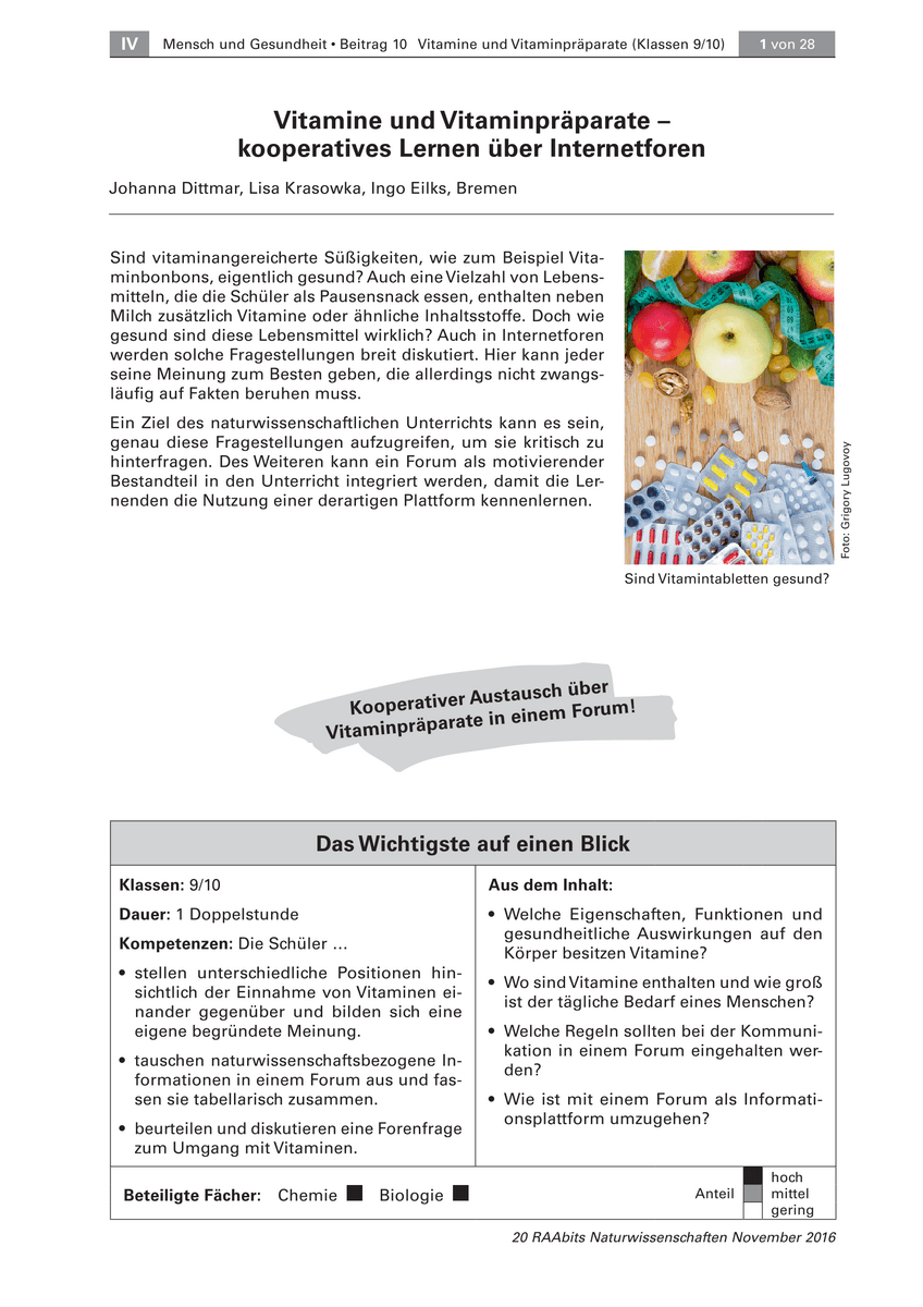 Vitamine und Vitaminpräparate