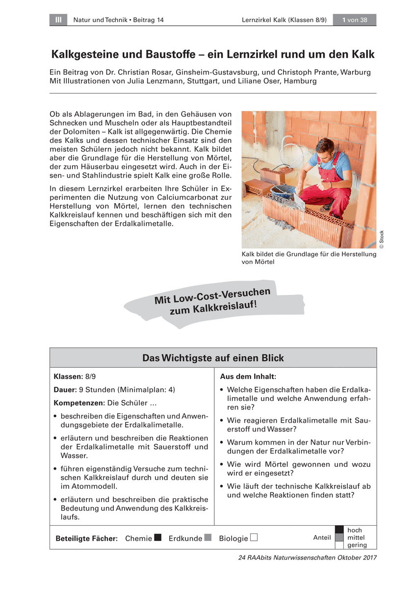 Kalkgesteine und Baustoffe