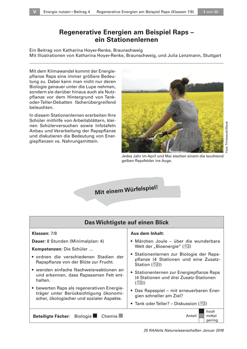 Regenerative Energien am Beispiel Raps