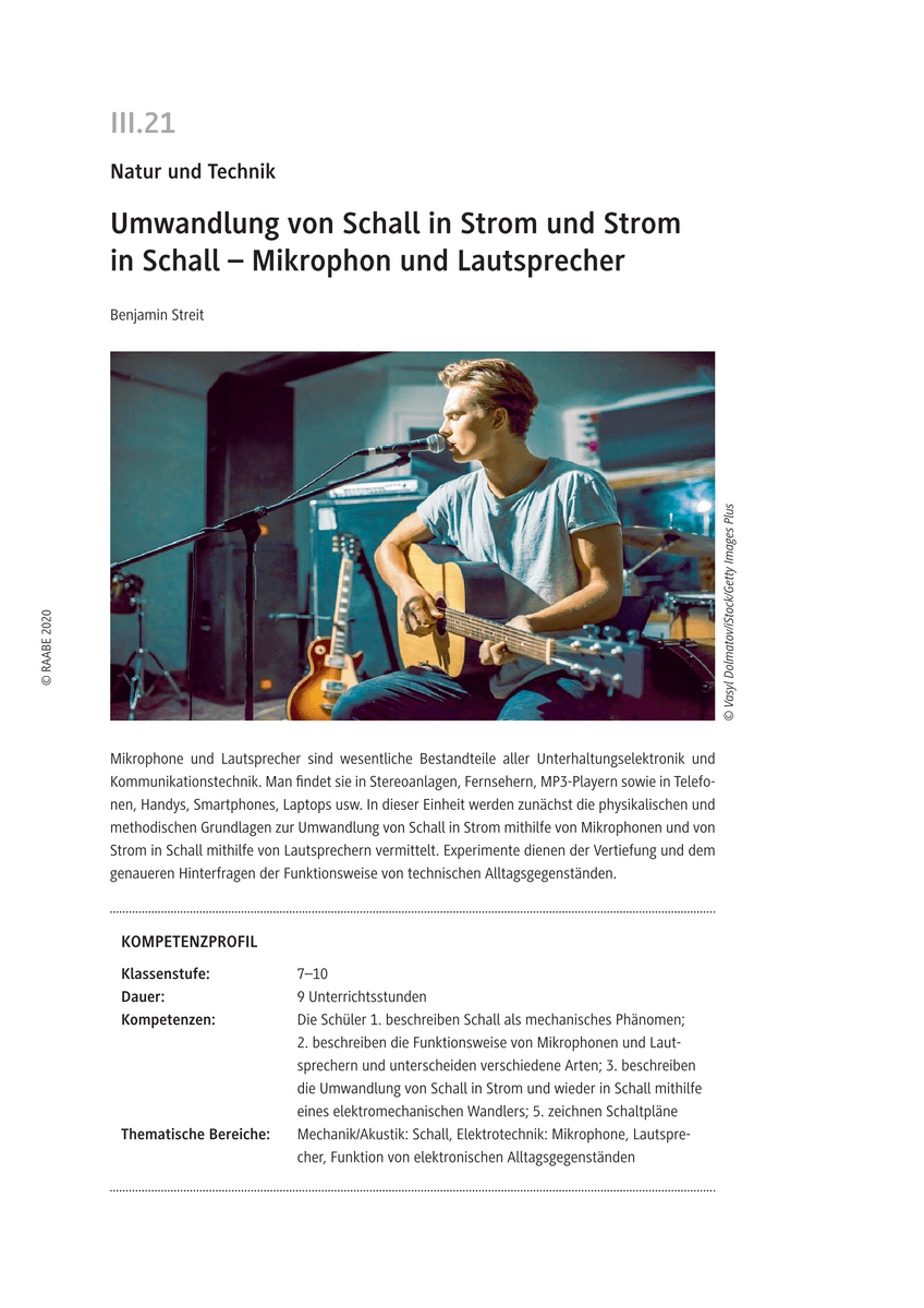 Umwandlung von Schall in Strom und Strom in Schall