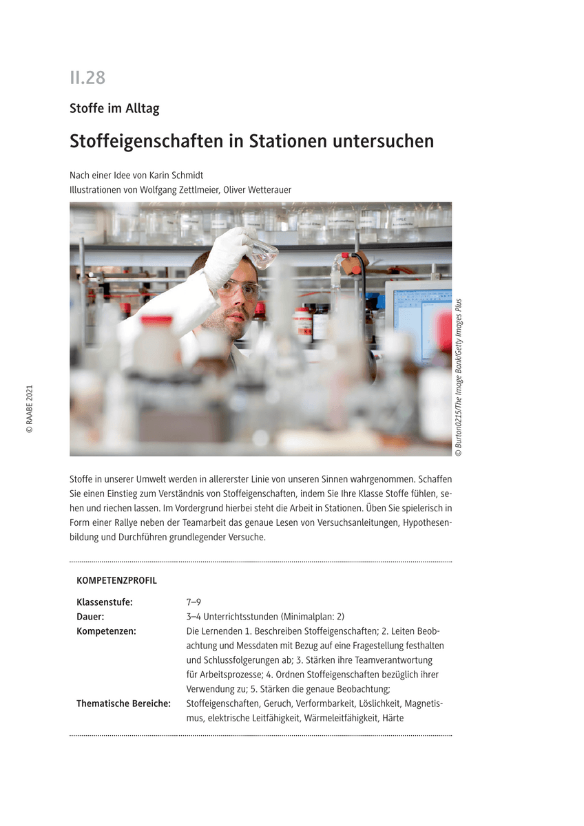 Stoffeigenschaften in Stationen untersuchen