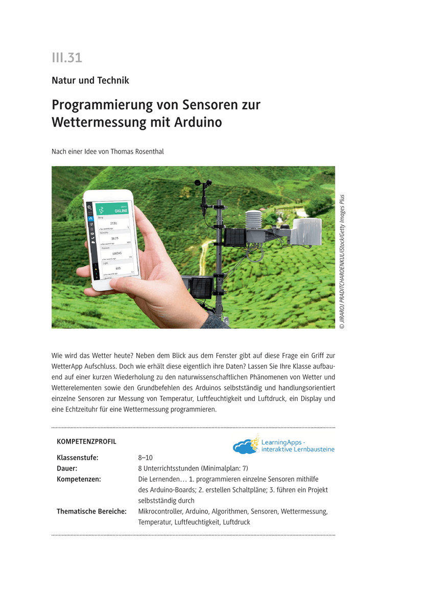 Programmierung von Sensoren zur Wettermessung mit Arduino