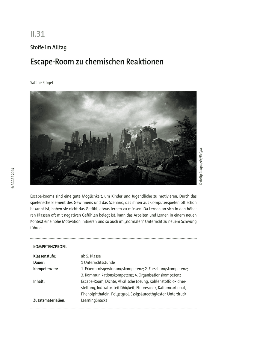 Escape-Room zu chemischen Reaktionen