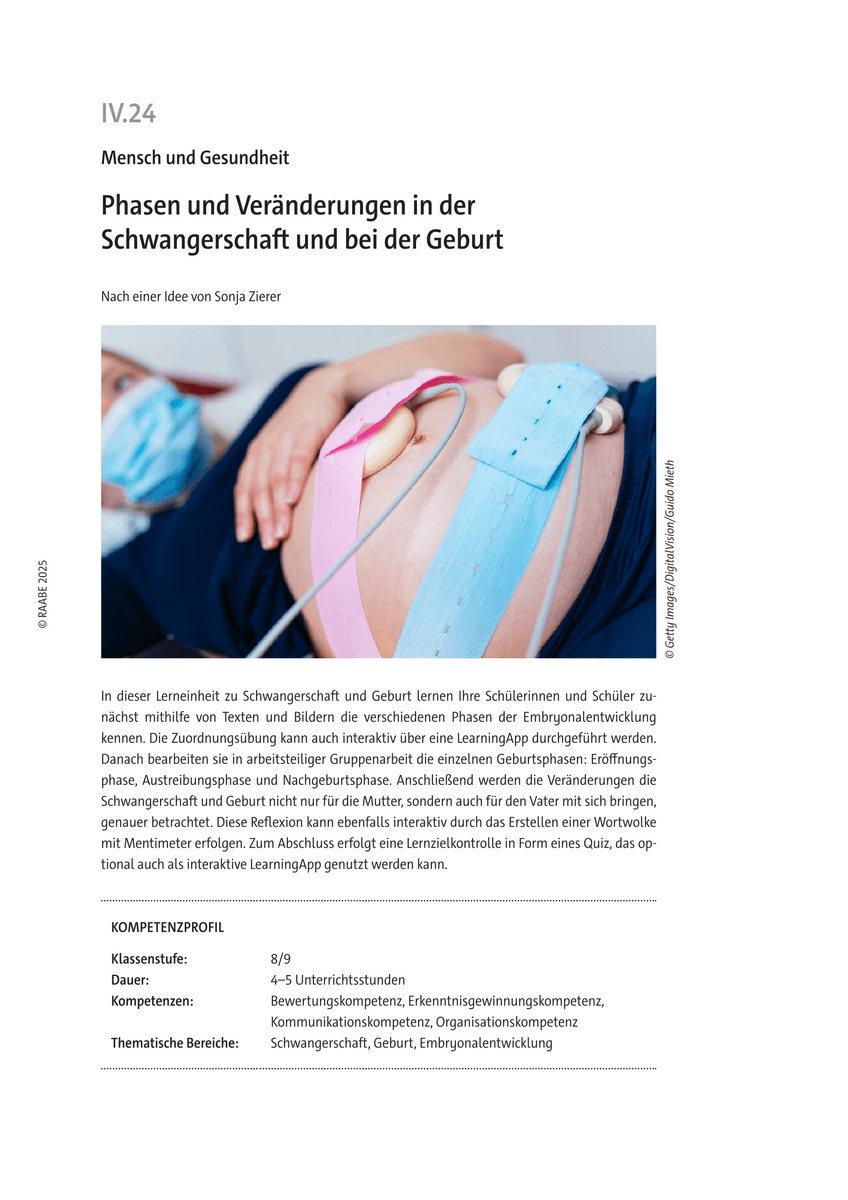 Phasen und Veränderungen in der Schwangerschaft und bei der Geburt