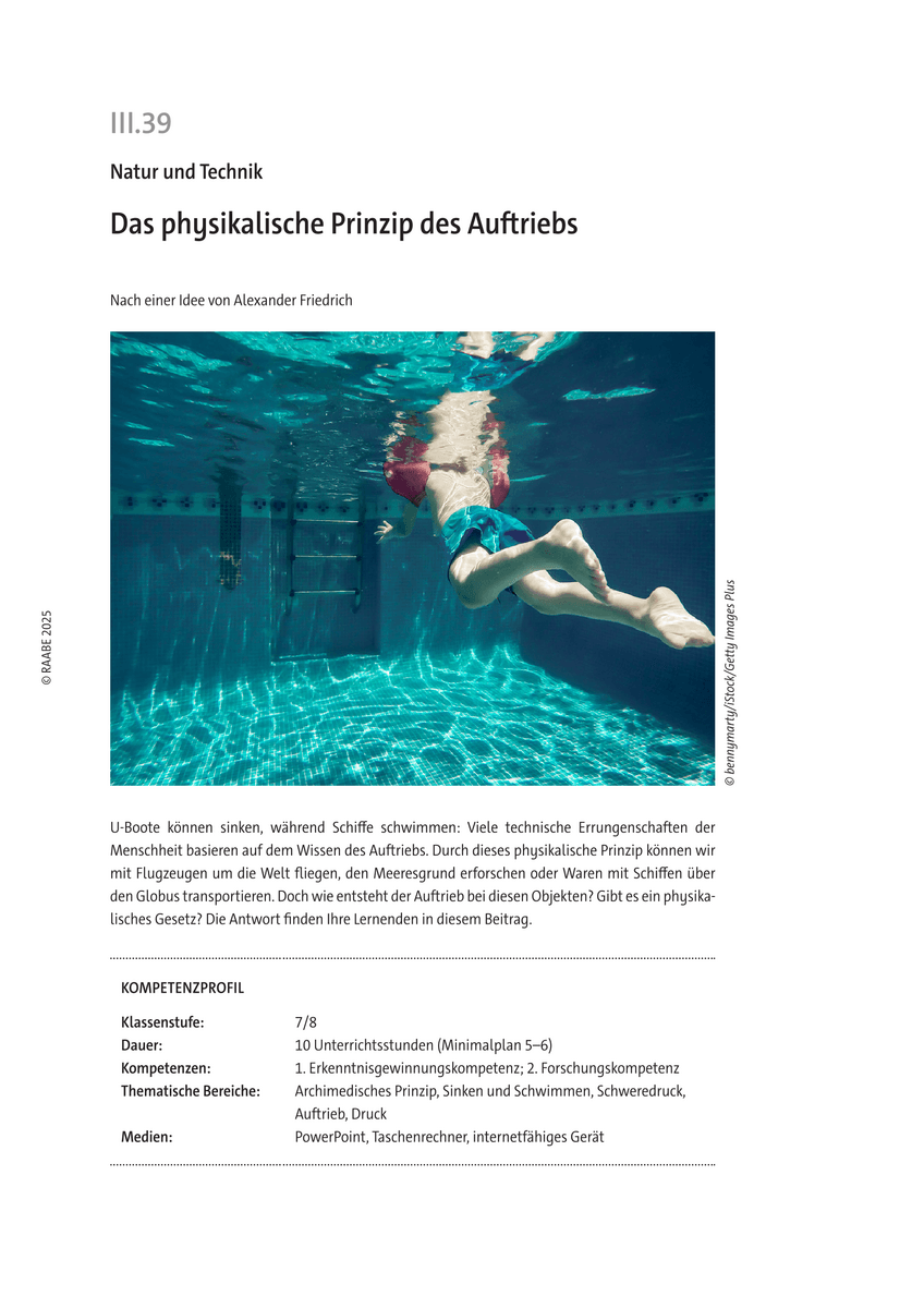 Das physikalische Prinzip des Auftriebs