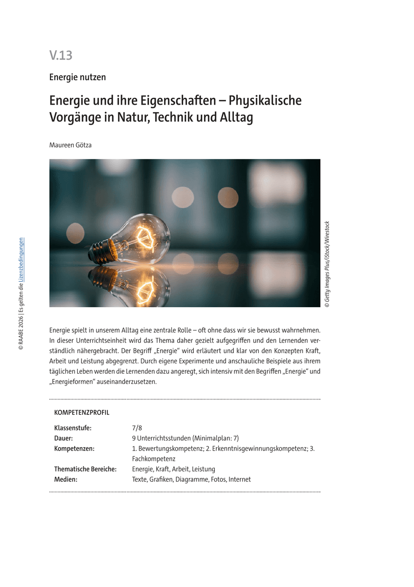 Energie und ihre Eigenschaften