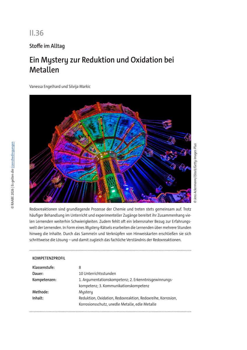Ein Mystery zur Reduktion und Oxidation bei Metallen