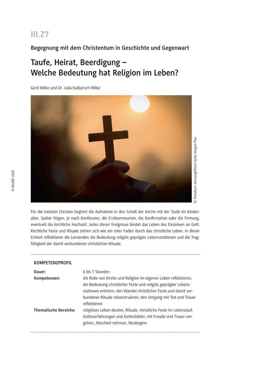Taufe, Heirat, Beerdigung