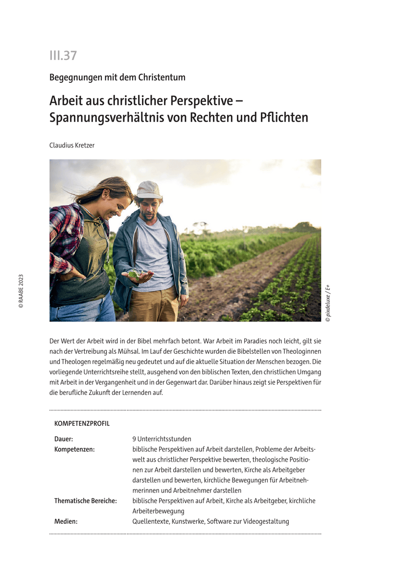 Arbeit aus christlicher Perspektive