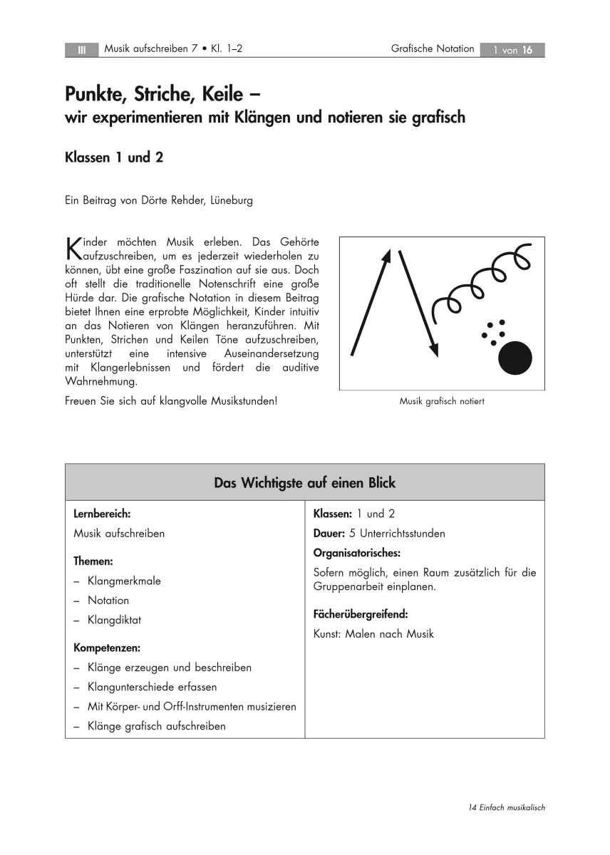 Wir experimentieren mit Klängen Klängen und notieren sie grafisch