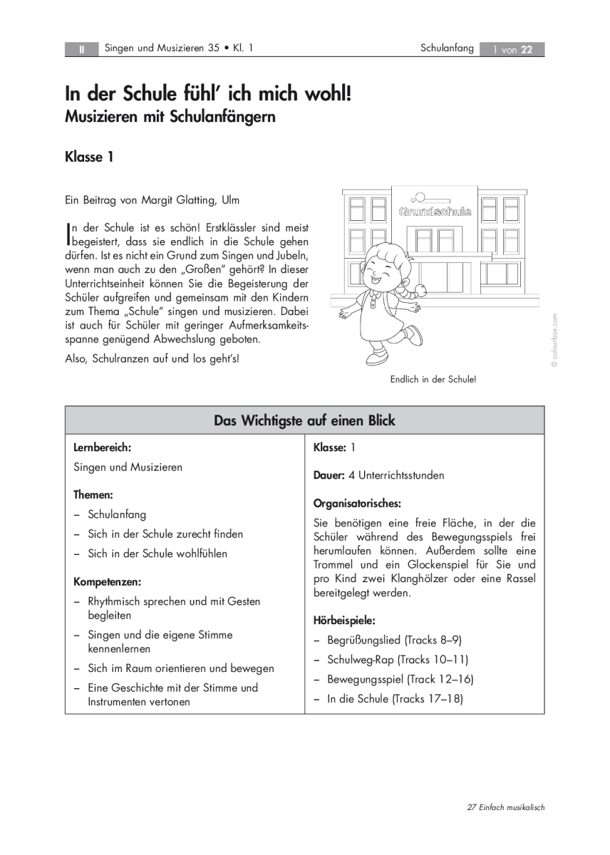 Musizieren mit Schulanfängern