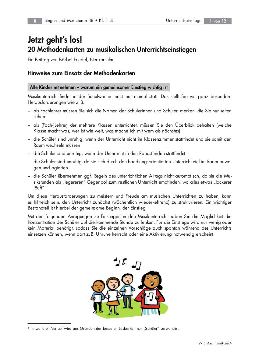 Musikalische Unterrichtseinstiege