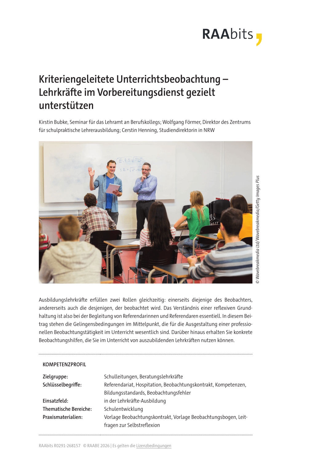 Kriteriengeleitete Unterrichtsbeobachtung