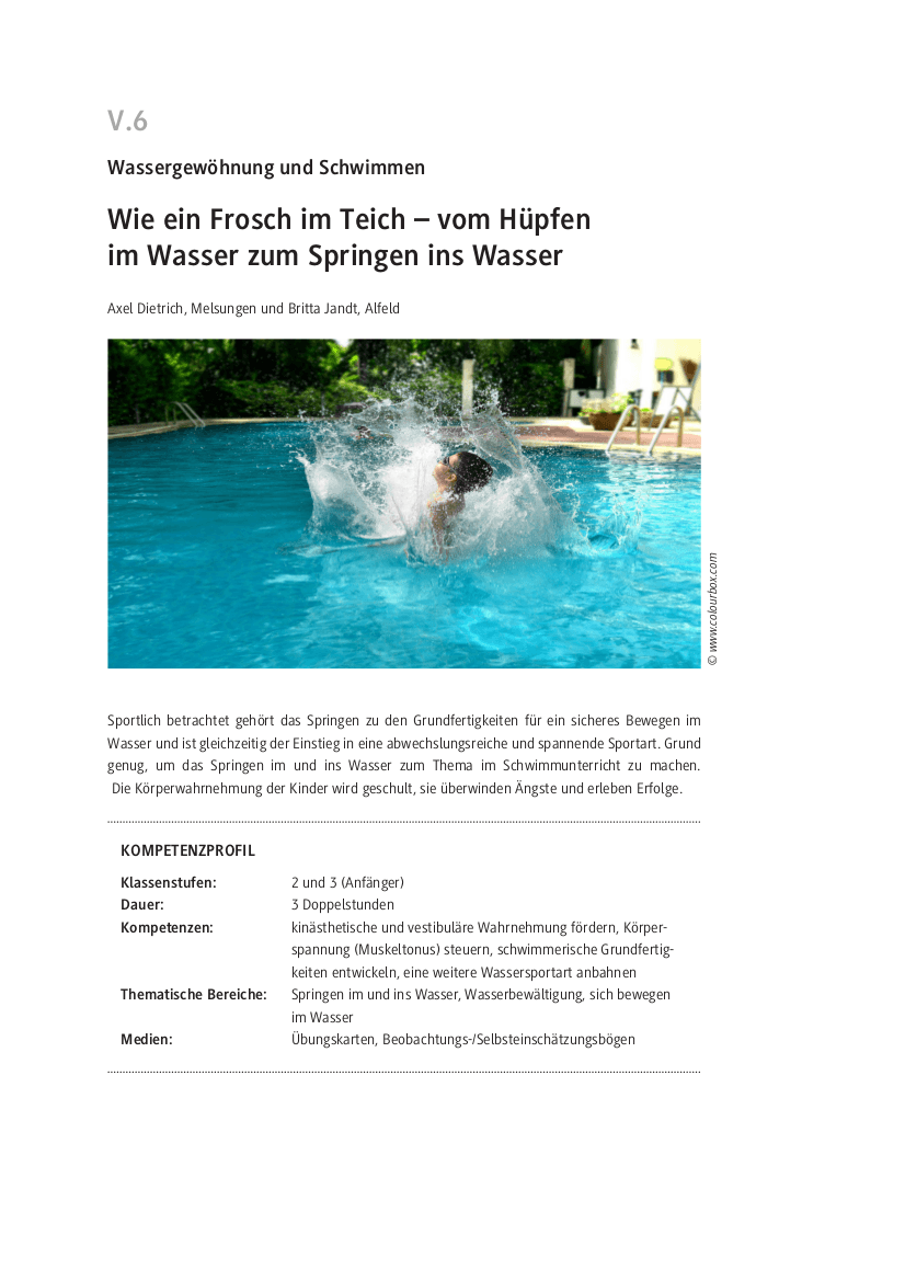 Vom Hüpfen im Wasser zum Springen ins Wasser