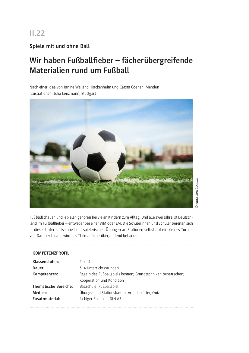 Fächerübergreifende Materialien rund um Fußball