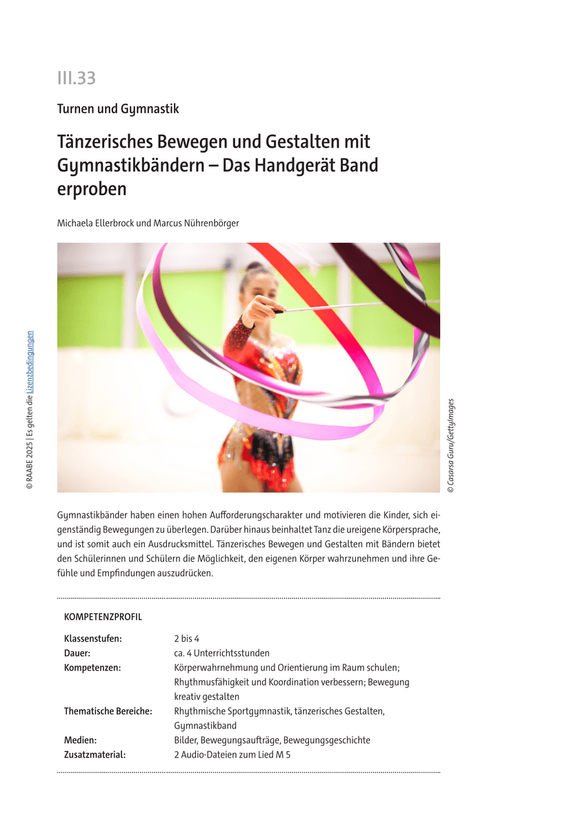 Tänzerisches Bewegen und Gestalten mit Gymnastikbändern
