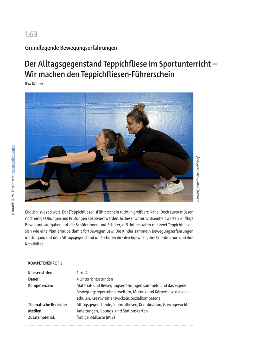 Der Alltagsgegenstand Teppichfliese im Sportunterricht