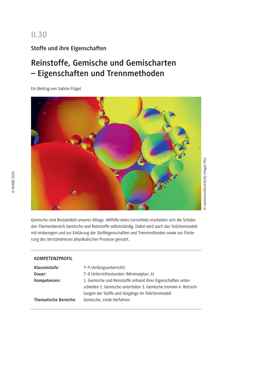 Reinstoffe, Gemische und Gemischarten