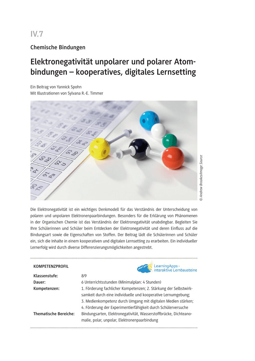 Elektronegativität unpolarer und polarer Atombindungen