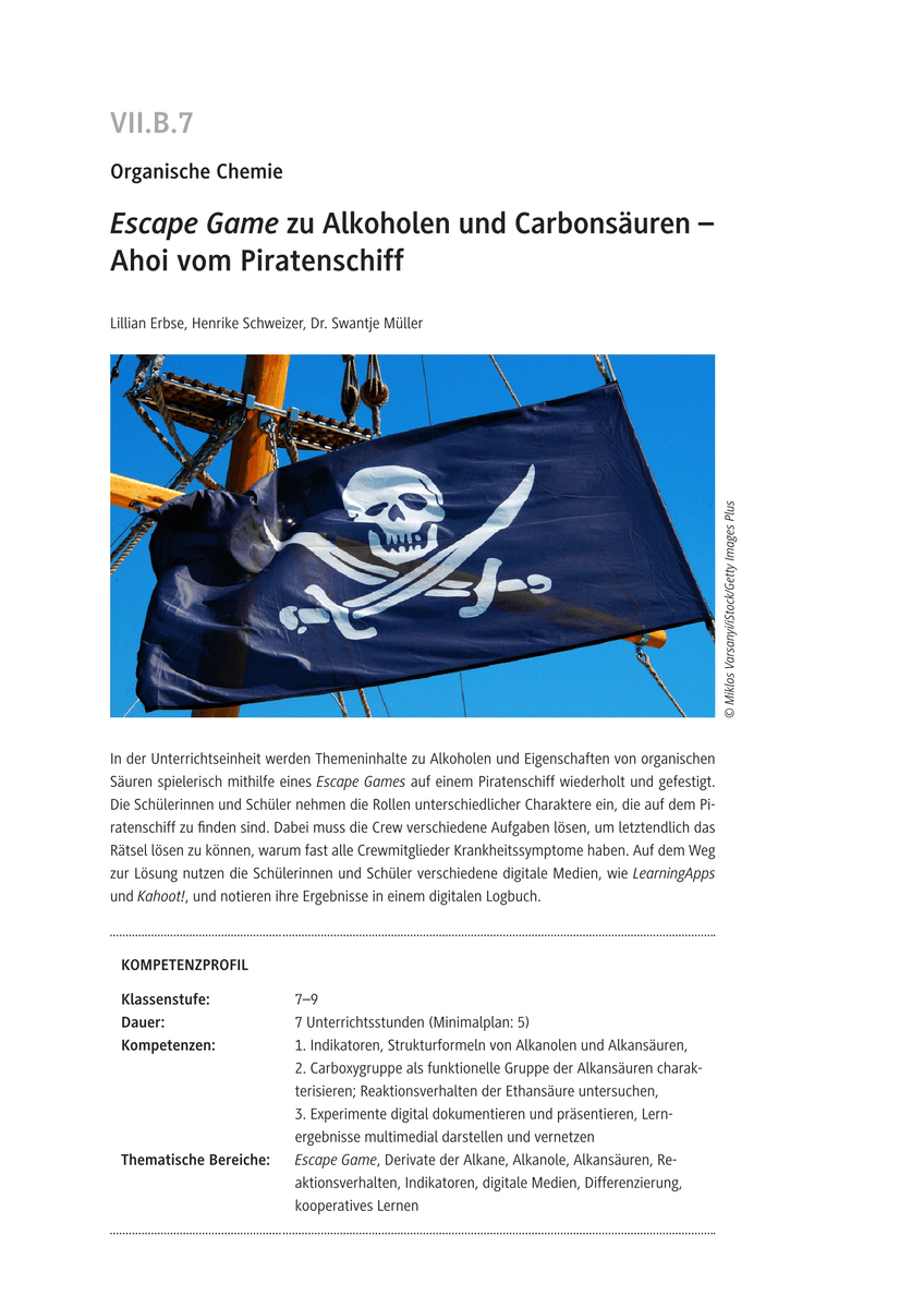 Escape Game zu Alkoholen und Carbonsäuren
