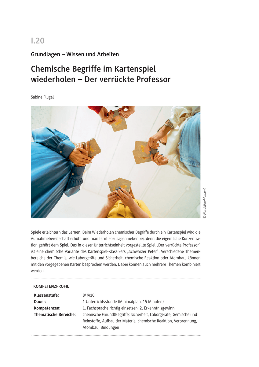 Chemische Begriffe im Kartenspiel wiederholen