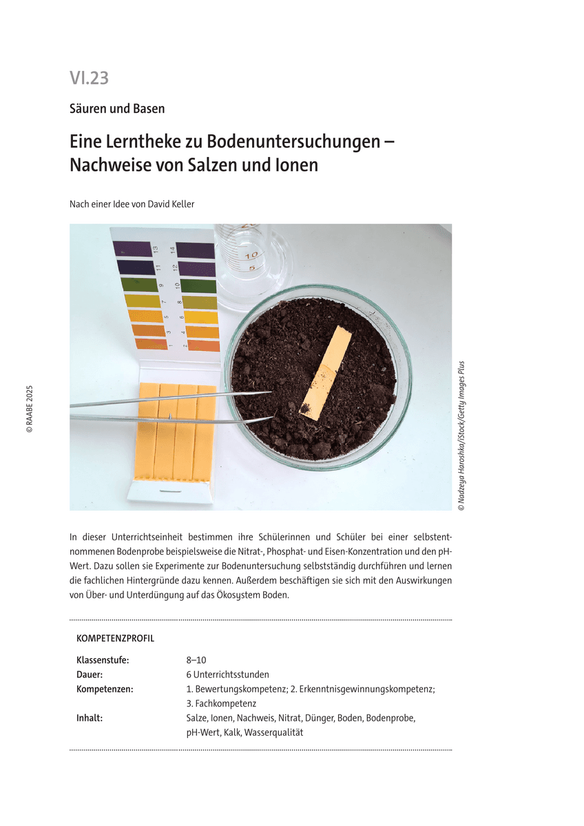 Eine Lerntheke zu Bodenuntersuchungen