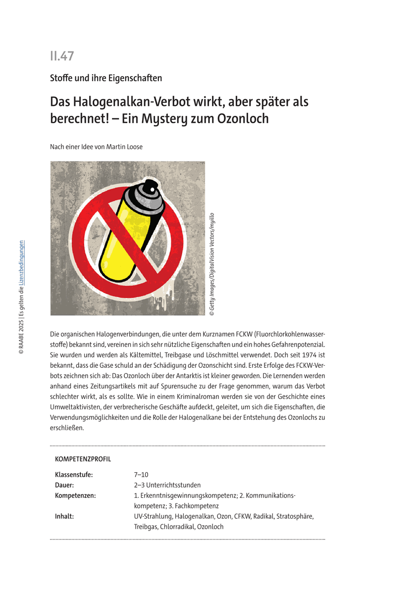 Späte Wirkung des Halogenalkan-Verbots