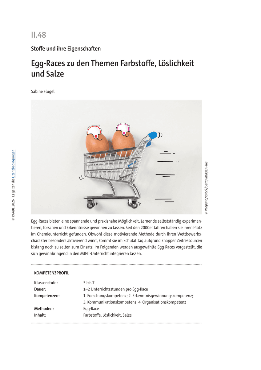 Egg-Races zu den Themen Farbstoffe, Löslichkeit und Salze