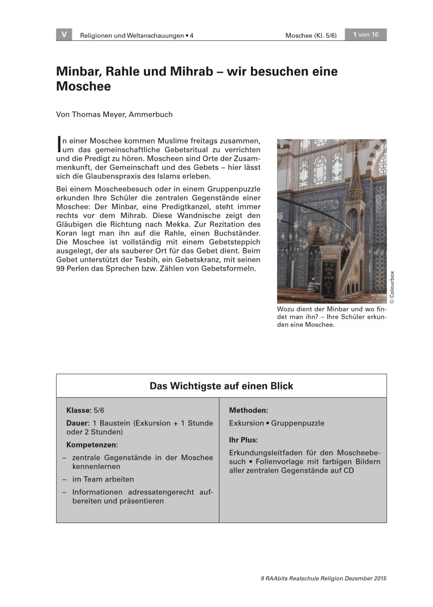 Minbar, Rahle und Mihrab