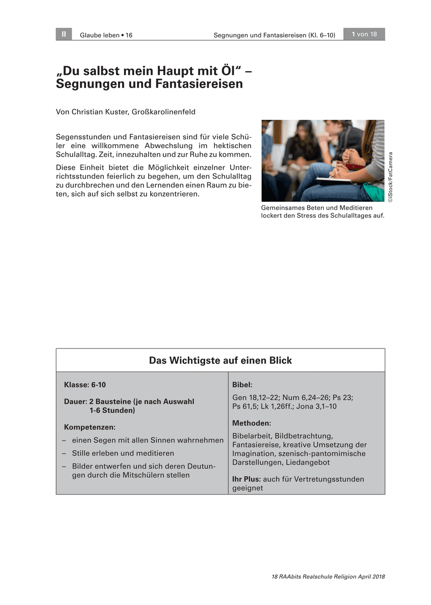 „Du salbst mein Haupt mit Öl“