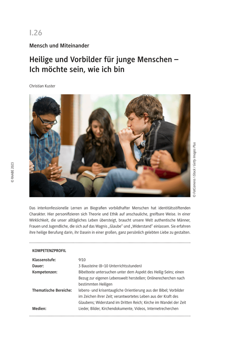 Heilige und Vorbilder für junge Menschen
