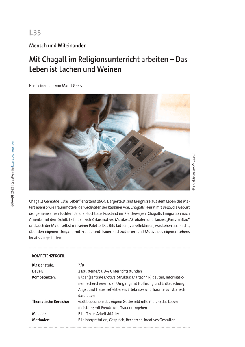 Mit Chagall im Religionsunterricht arbeiten