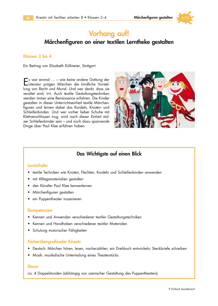 Vorhang auf! - Märchenfiguren an einer textilen Lerntheke