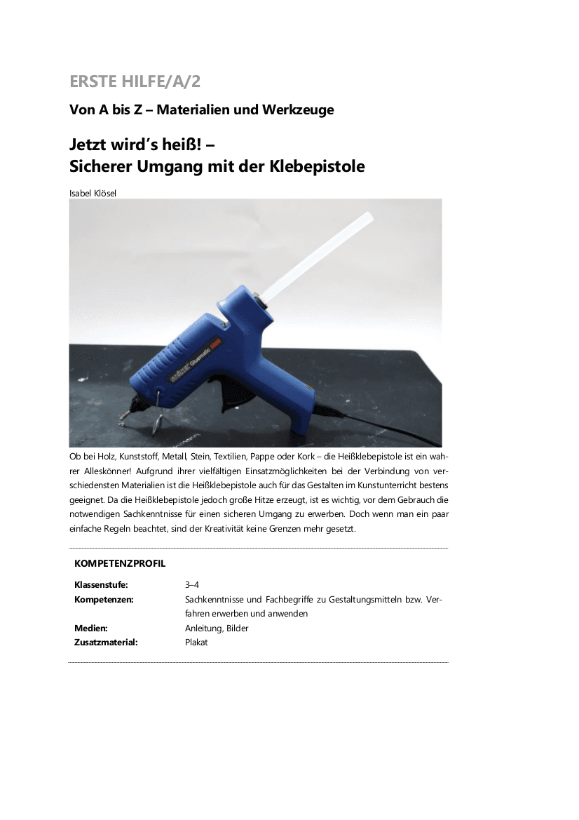 Sicherer Umgang mit der Heißklebepistole