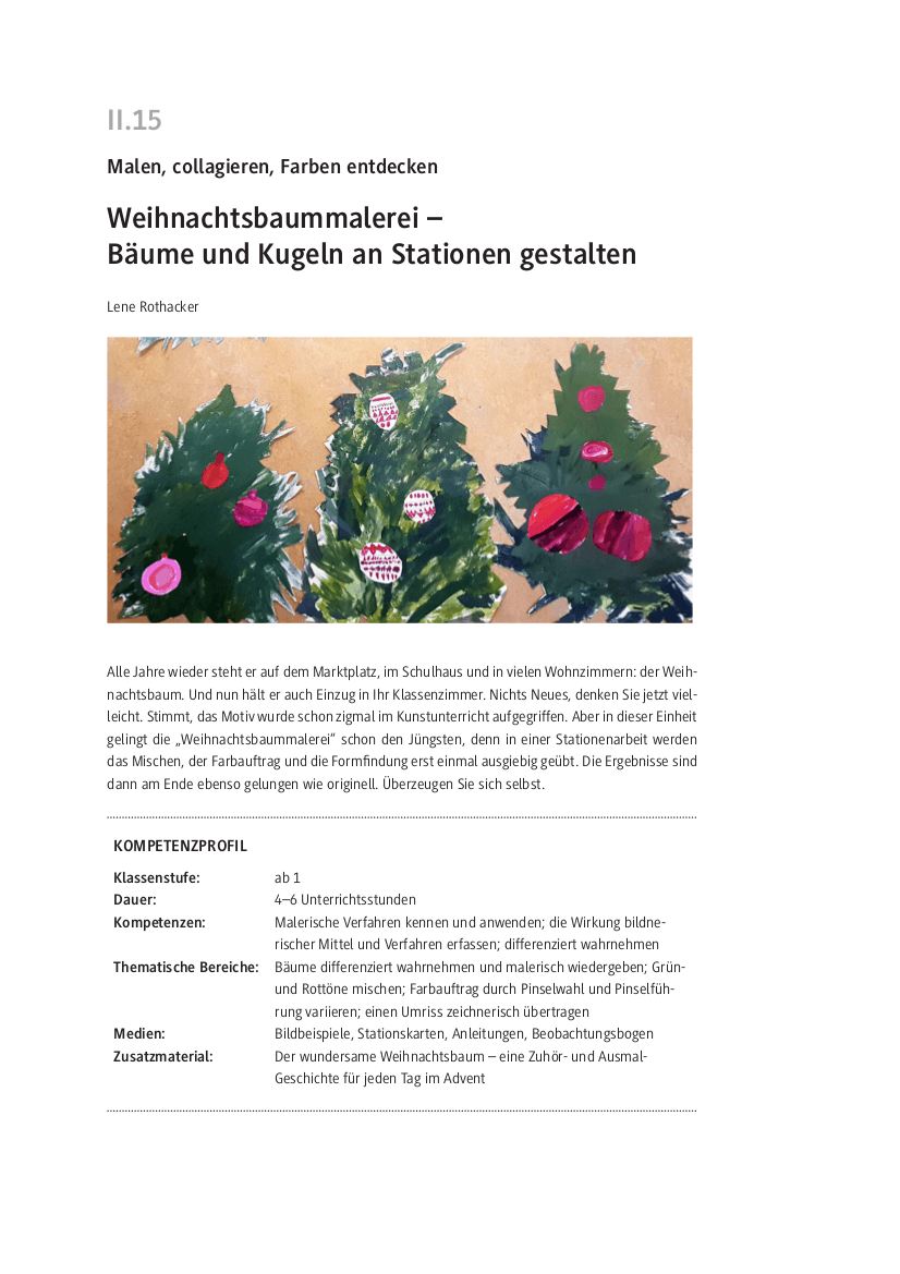 Bäume und Kugeln an Stationen gestalten