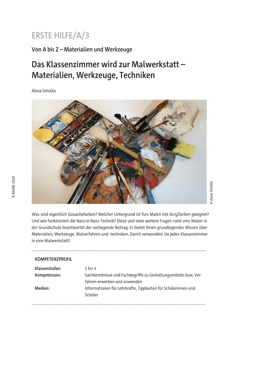 Das Klassenzimmer wird zur Malwerkstatt