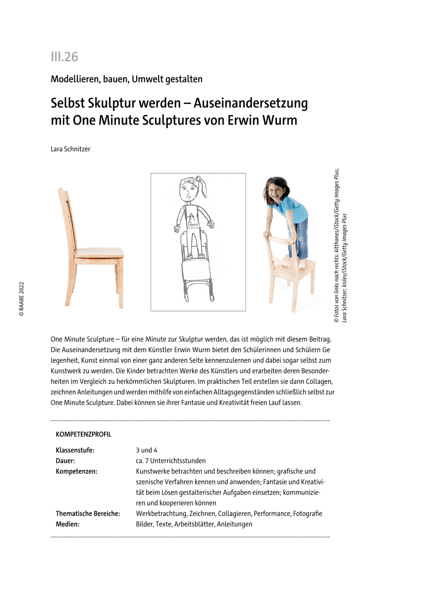 Auseinandersetzung mit One Minute Sculptures von Erwin Wurm