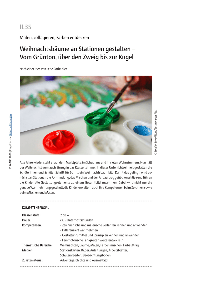 Weihnachtsbäume an Stationen gestalten