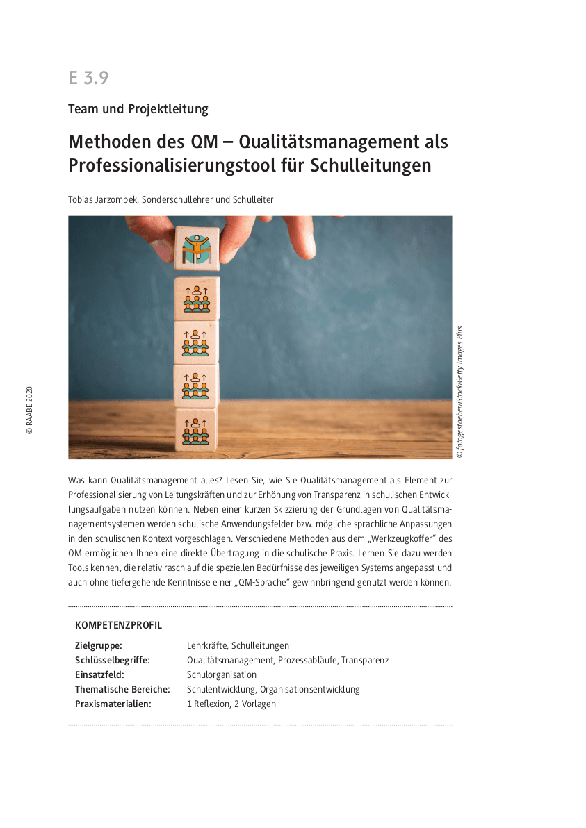 Qualitätsmanagement als Professionalisierungstool für Schulleitungen